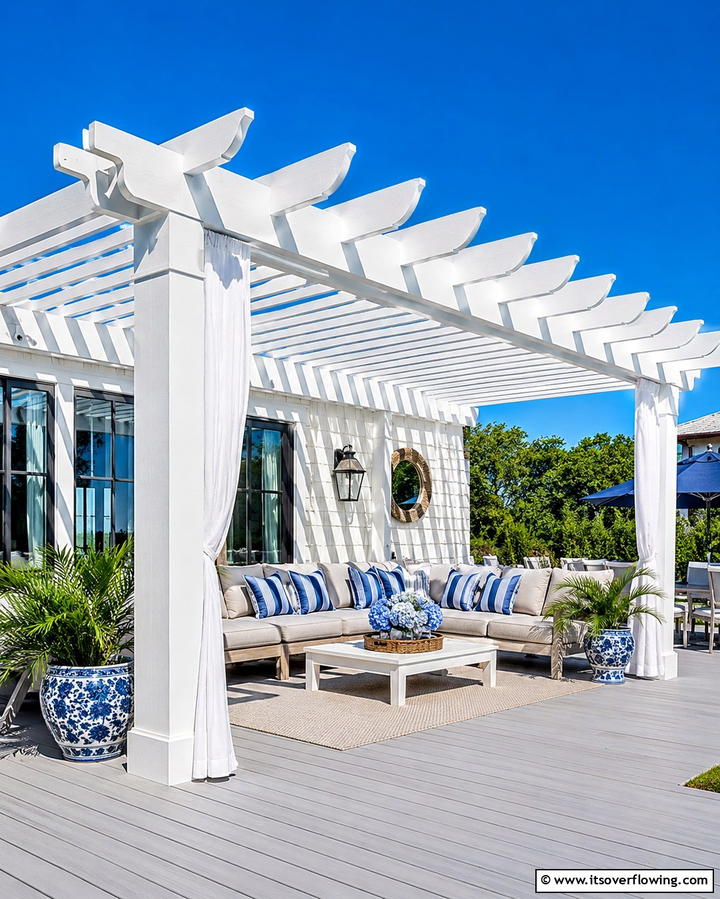 White Painted Pergola - 25 Small Patio Pergola Ideas for Cozy Outdoor Spaces
