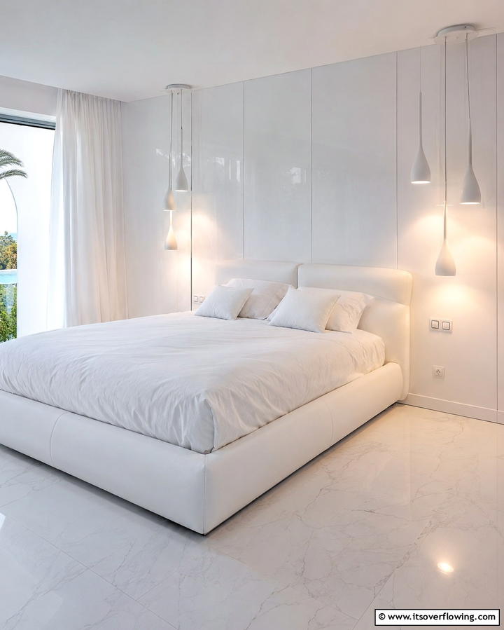 White Pendant Lights for a Modern Touch - 20 Bright Small White Bedroom Design Ideas