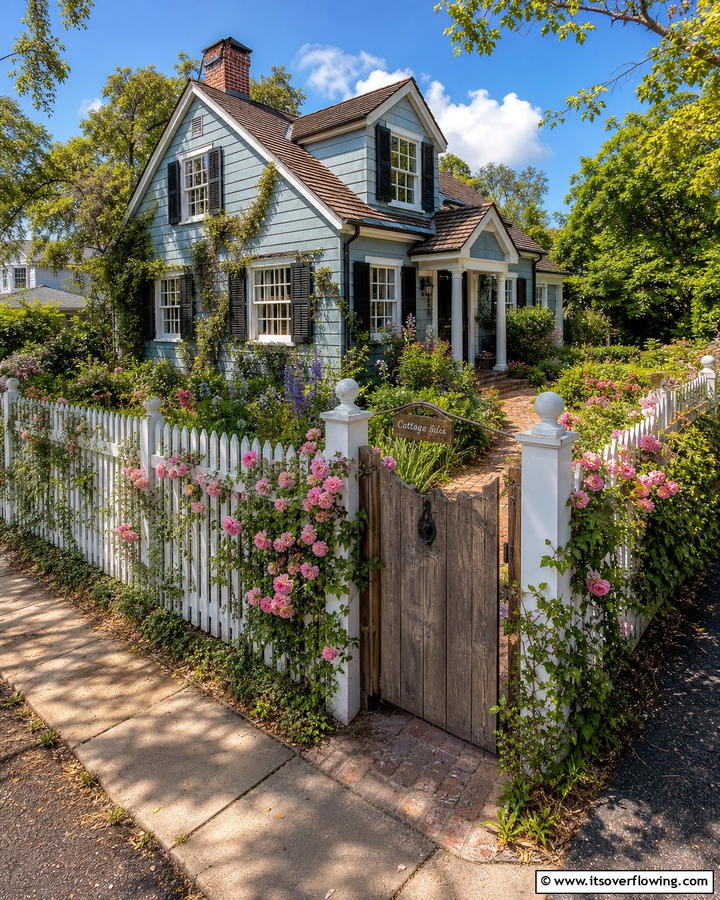 White Picket Fences - 20 Charming Cottagecore House Exterior Ideas