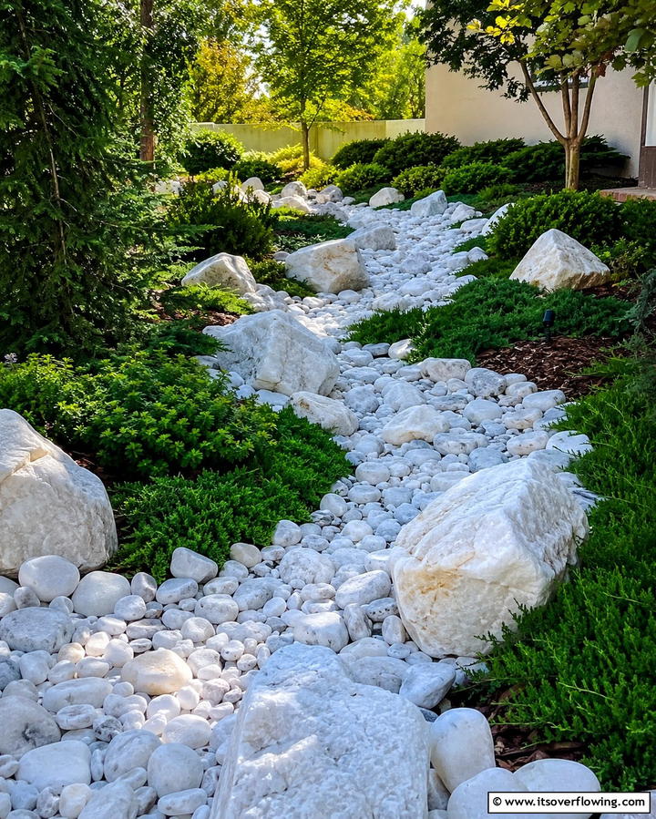 White Rock Dry Creek Beds - 25 White Rock Landscaping Ideas for a Clean Look