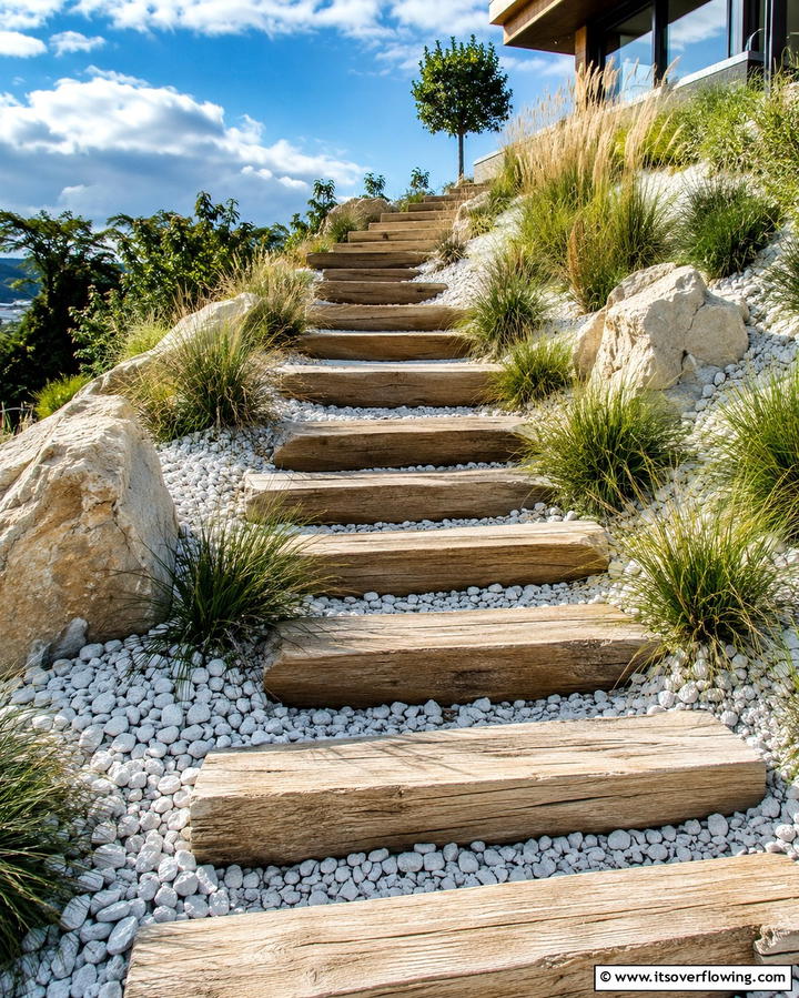 White Rock Staircases - 25 White Rock Landscaping Ideas for a Clean Look
