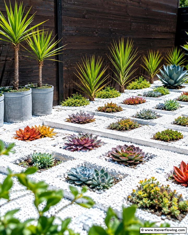 White Rock and Succulent Gardens - 25 White Rock Landscaping Ideas for a Clean Look