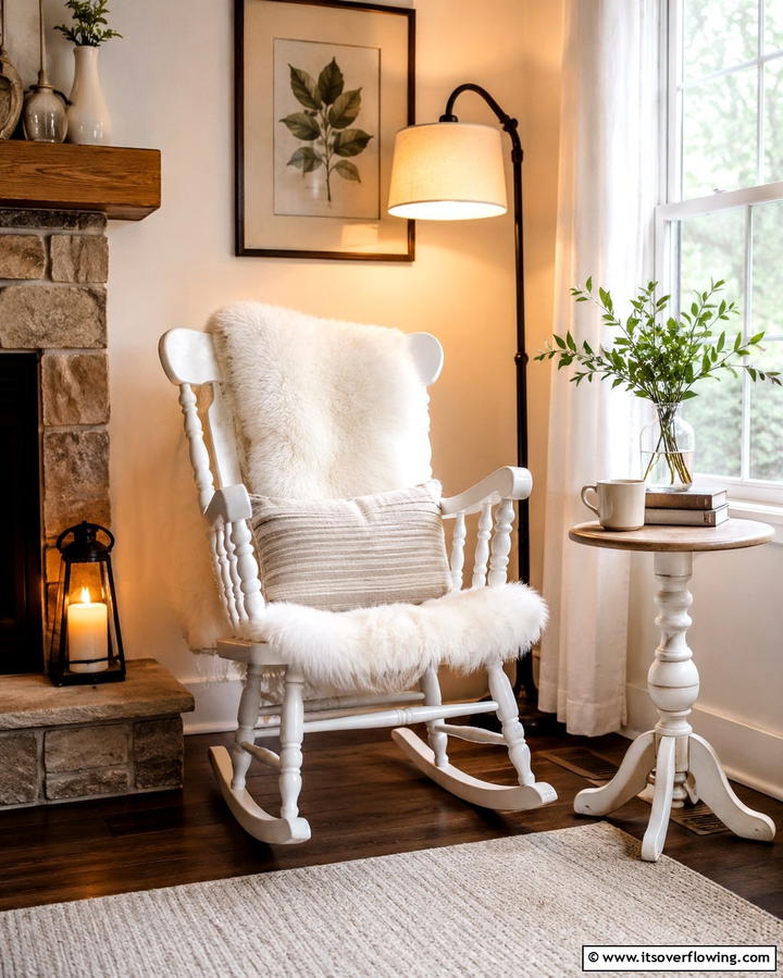 White Rocking Chair Corner - 25 White Nursery Ideas for a Calming Baby Room