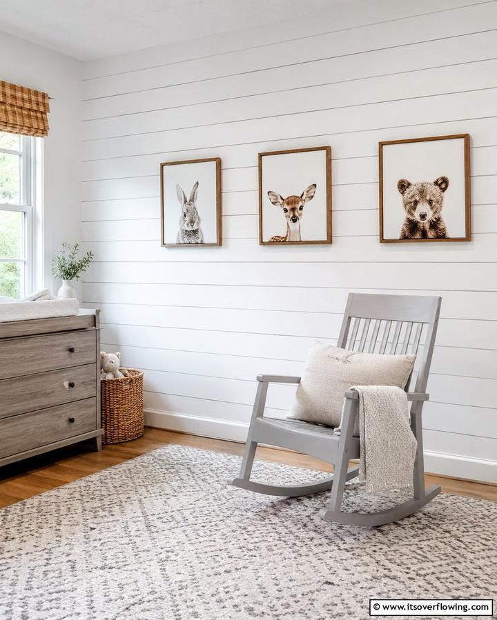 White Shiplap Accent WallExact - 25 White Nursery Ideas for a Calming Baby Room