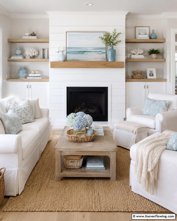 White Shiplap Surround - 25 White Fireplace Ideas to Warm Up Your Living Room