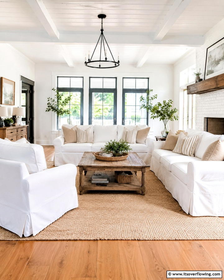 White Slipcovers for Versatility - 25 White Living Room Ideas for a Timeless Look