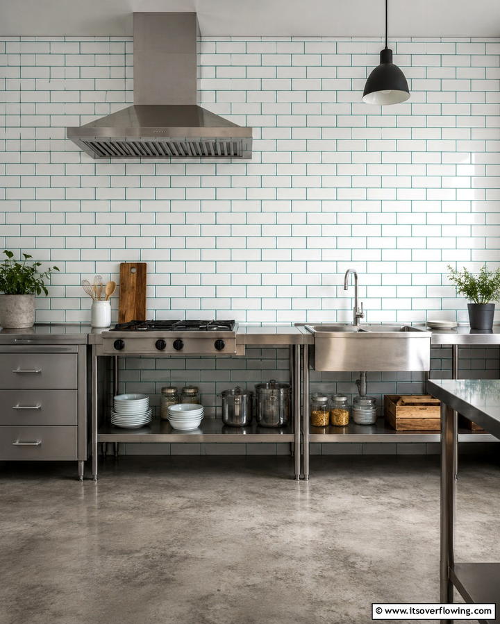White Subway Tile with Teal Grout - 25 Teal and White Kitchen Ideas for a Fresh Look