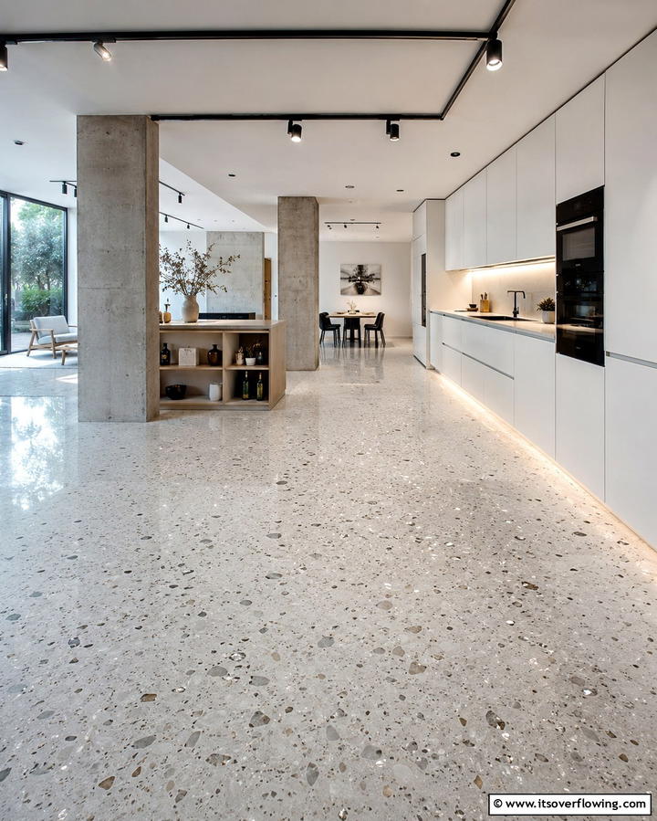White Terrazzo Flooring - 25 White Kitchen Floor Ideas for a Bright Space