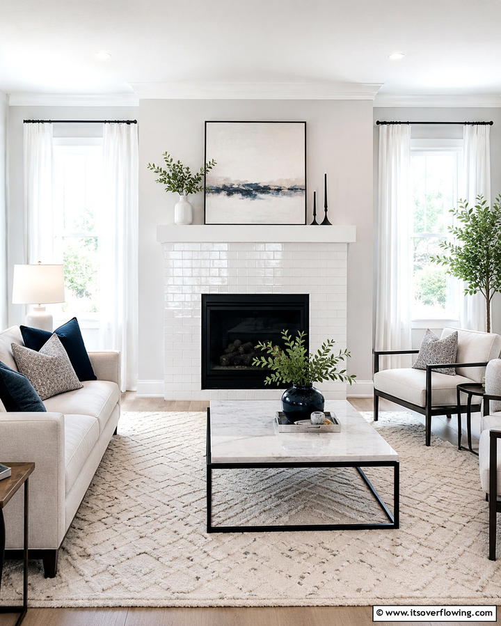White Tile Surround - 25 White Fireplace Ideas to Warm Up Your Living Room