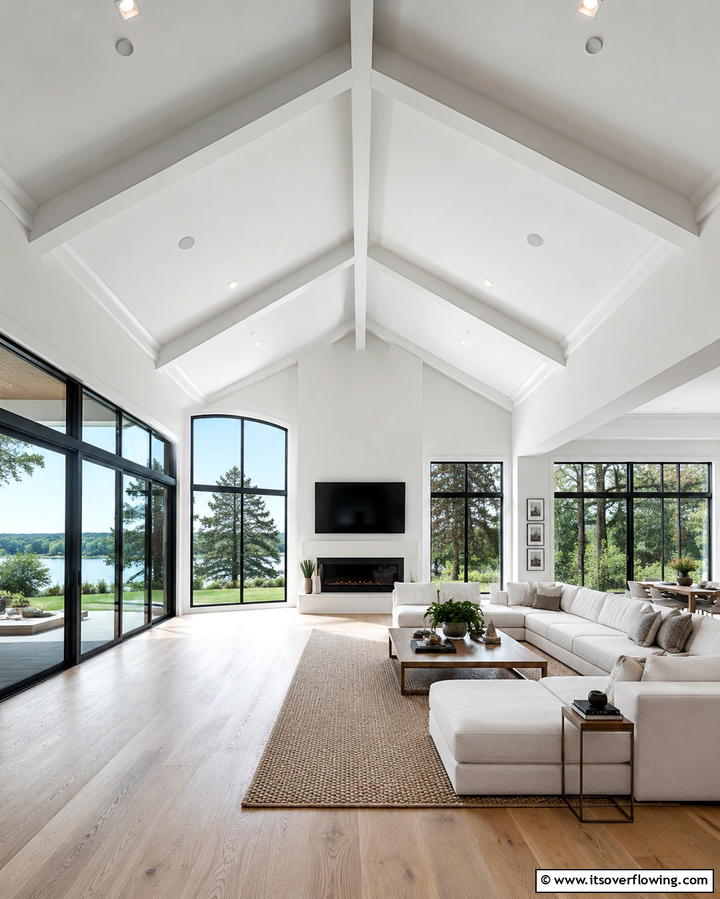 White Vaulted Ceilings for Brightness - 25 Stunning Living Room Vaulted Ceiling Design Ideas