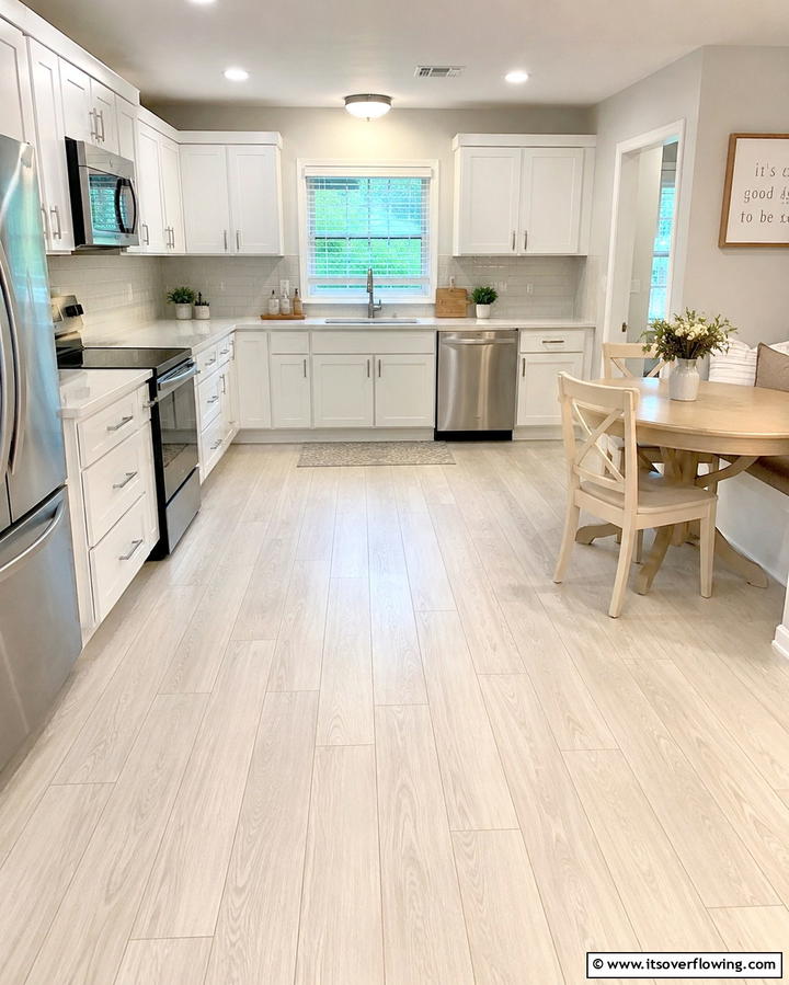 White Vinyl Plank Flooring - 25 White Kitchen Floor Ideas for a Bright Space