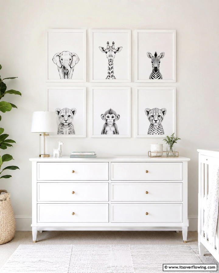 White Wall Art and Frames - 25 White Nursery Ideas for a Calming Baby Room