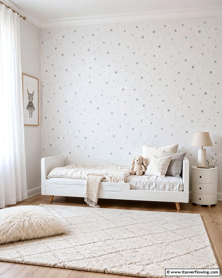 White Wallpaper with Subtle PatternsExact - 25 White Nursery Ideas for a Calming Baby Room