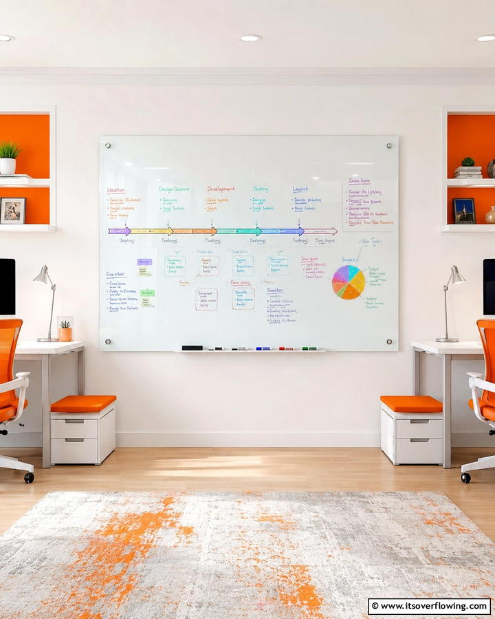 Whiteboard or Corkboard for Collaboration - 25 Home Office for Couples Ideas and Designs