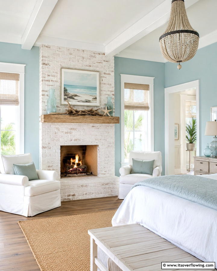 Whitewashed Brick Fireplace - 30 Bedroom Fireplace Ideas for Cozy Warmth & Ambiance