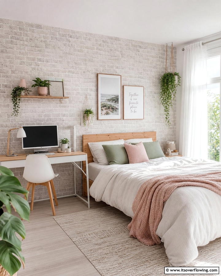 Whitewashed Brick Wallpaper for a Soft Look - 25 Brick Wallpaper Ideas to Transform Your Interior Spaces