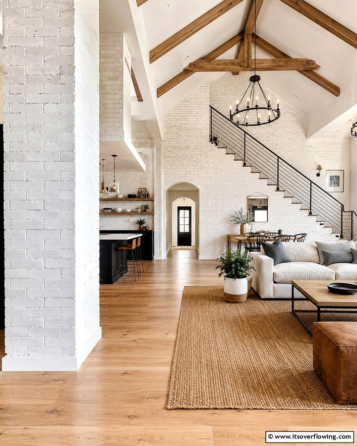 Whitewashed Brick Walls - 25 White Living Room Ideas for a Timeless Look