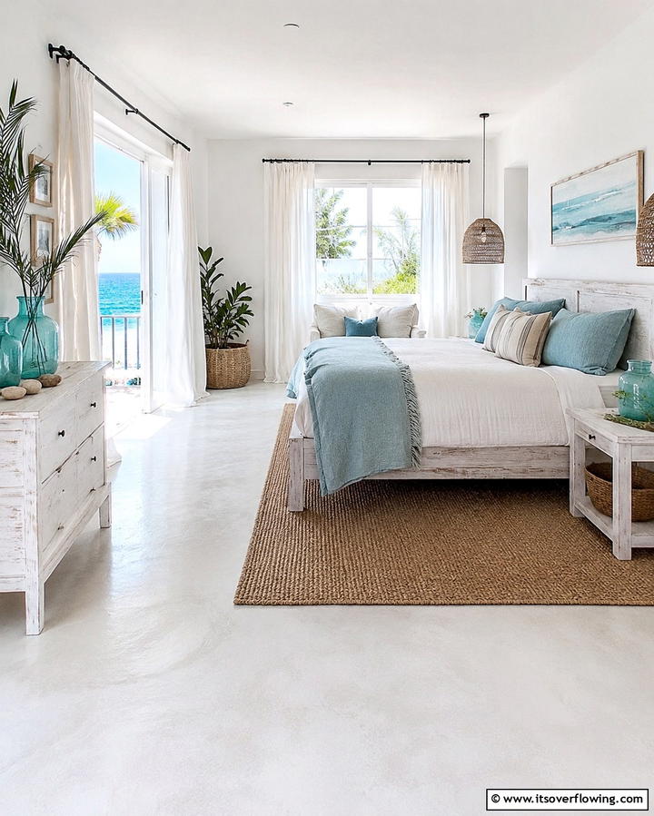 Whitewashed Concrete for an Airy Feel - 25 Concrete Floor Bedroom Ideas for an Industrial Vibe