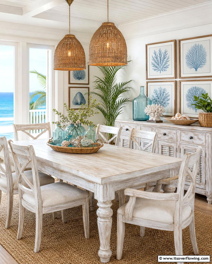 Whitewashed Furniture - 25 Coastal Dining Room Ideas for a Beachy Vibe