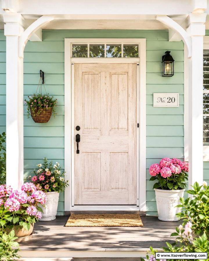 Whitewashed Simplicity - 25 Stained Front Door Ideas for Curb Appeal