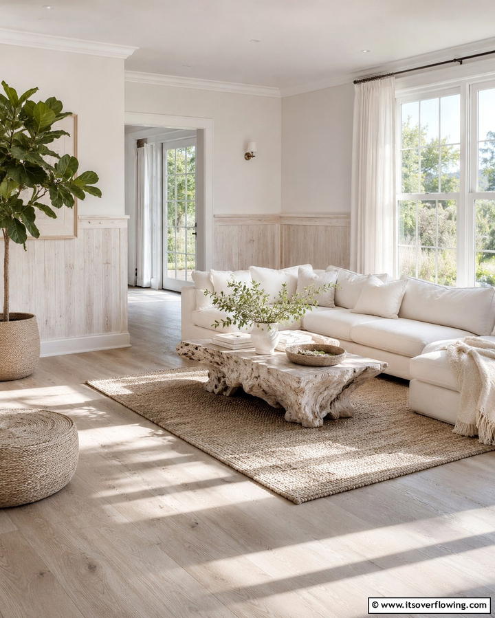 Whitewashed Wainscoting - 30 Elegant Living Room Wainscoting Ideas for Modern Homes