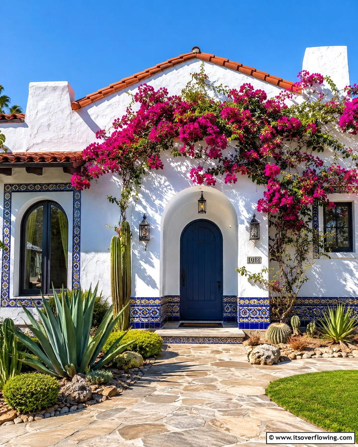 Whitewashed Walls - 30 Spanish Bungalow Exterior Ideas for Mediterranean Charm
