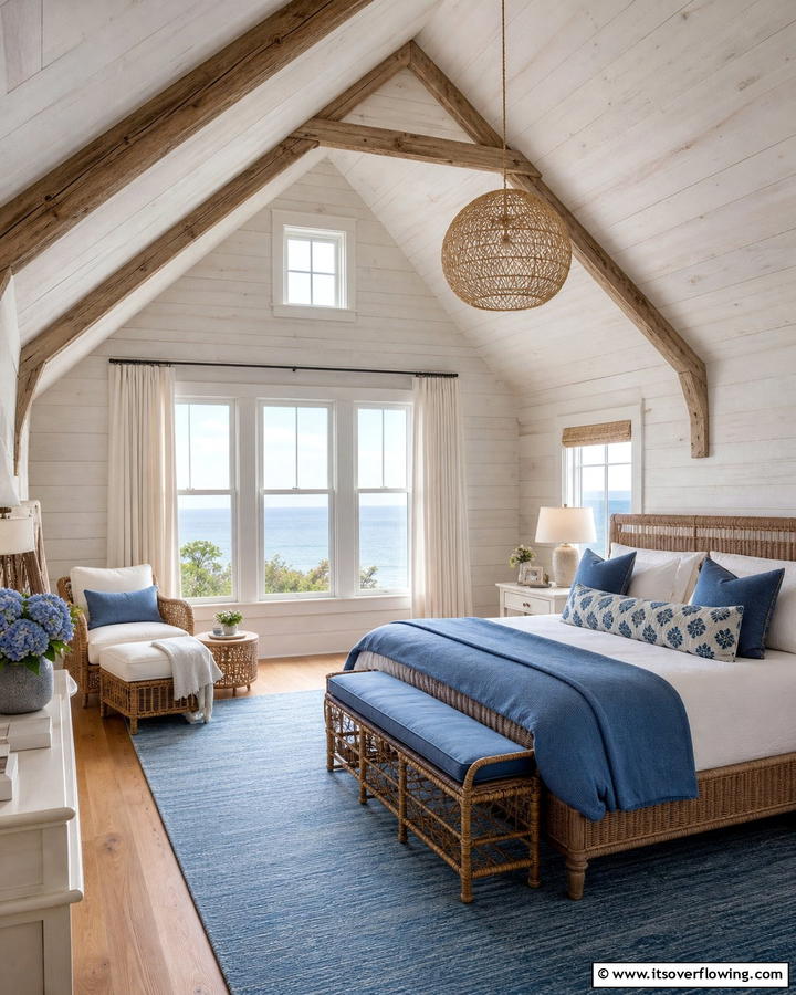 Whitewashed Walls and Ceilings - 20 Charming Cape Cod Upstairs Bedroom Ideas
