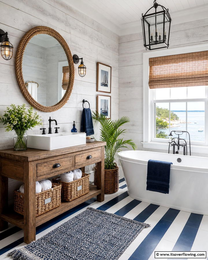 Whitewashed Walls - 25 Coastal Bathroom Ideas for a Serene Beach Retreat