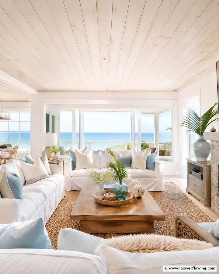 Whitewashed Wood Ceiling for Coastal Vibes - 25 Wood Ceiling Ideas to Elevate Your Interior