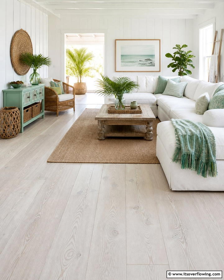 Whitewashed Wood Floors - 25 Living Room Wood Floor Ideas for a Warm Ambiance