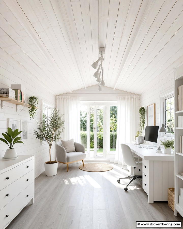 Whitewashed Wooden Planks - 20 Shed Ceiling Ideas to Maximize Space and Style