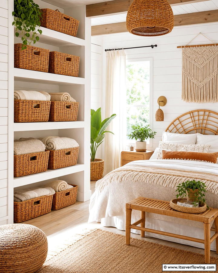 Wicker Baskets - 25 Creative Bedding Storage Ideas for Small Spaces