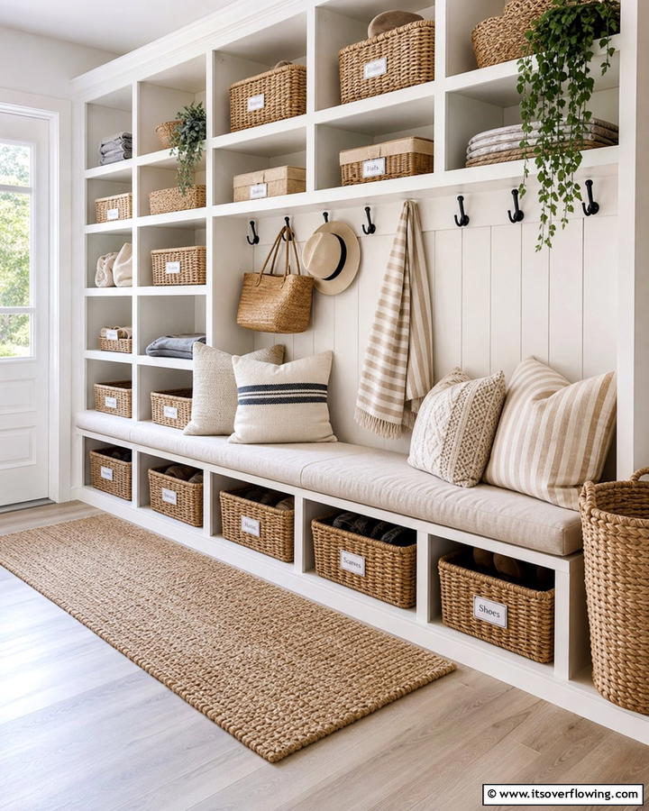 Wicker Baskets for Storage - 25 Boot Room Ideas for Organized Entryways