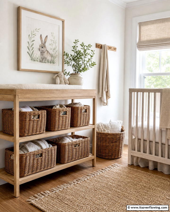 Wicker Baskets for Storage - 25 Farmhouse Nursery Ideas for a Cozy Baby Room