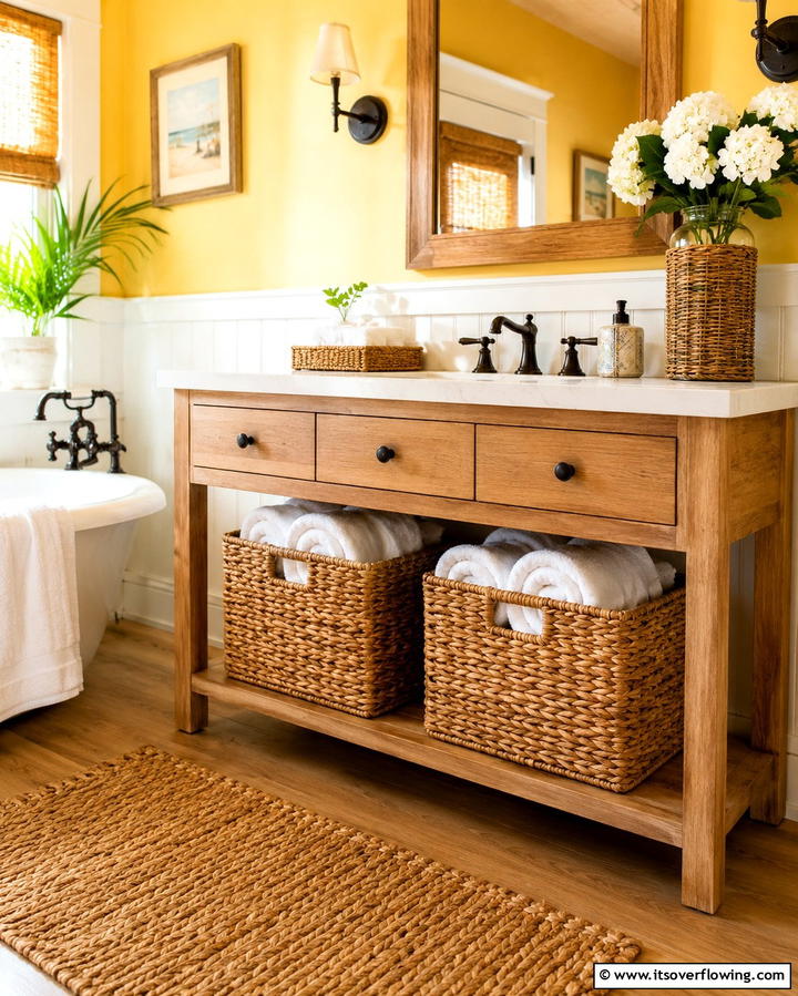 Wicker Baskets for Towel Storage - 25 Towel Display Ideas to Organize Your Bathroom
