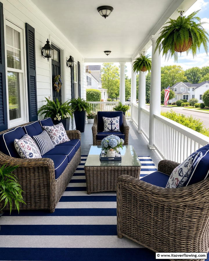 Wicker Furniture Set - 20 Small Cape Cod Front Porch Ideas for Charm