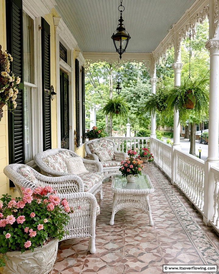 Wicker Furniture Sets - 20 Charming Victorian Porch Ideas for a Classic Look
