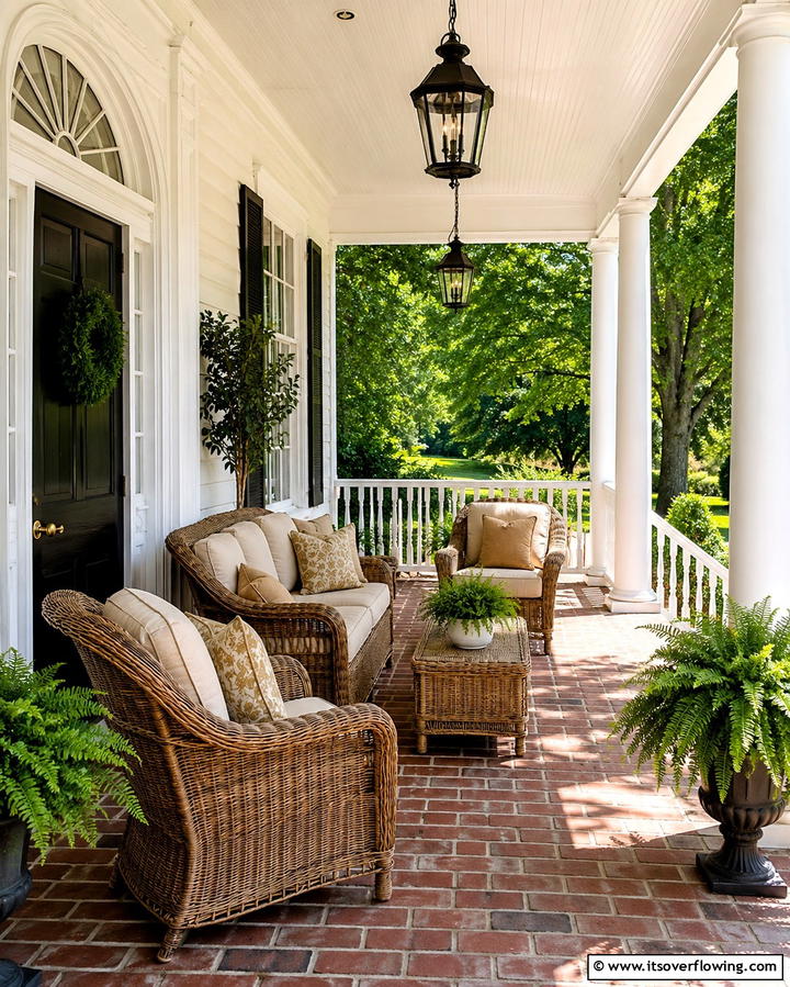 Wicker Furniture for a Rustic Touch - 25 Colonial Front Porch Ideas for Timeless Charm