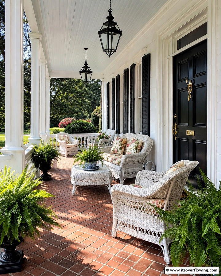 Wicker Furniture - 25 Colonial Front Porch Ideas for Timeless Charm