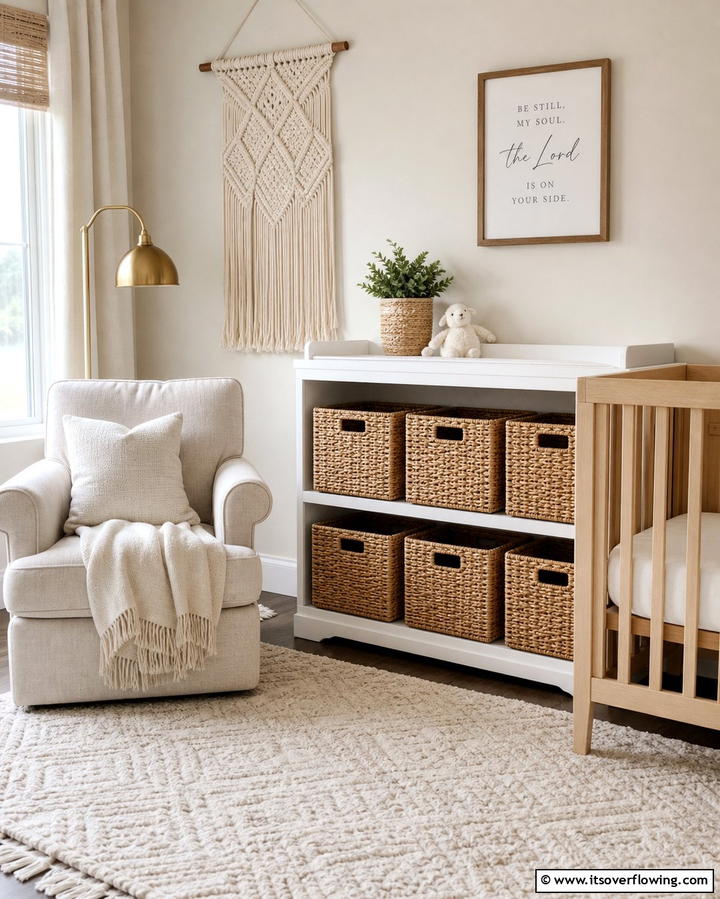 Wicker Storage Baskets - 25 Farmhouse Nursery Ideas for a Cozy Baby Room