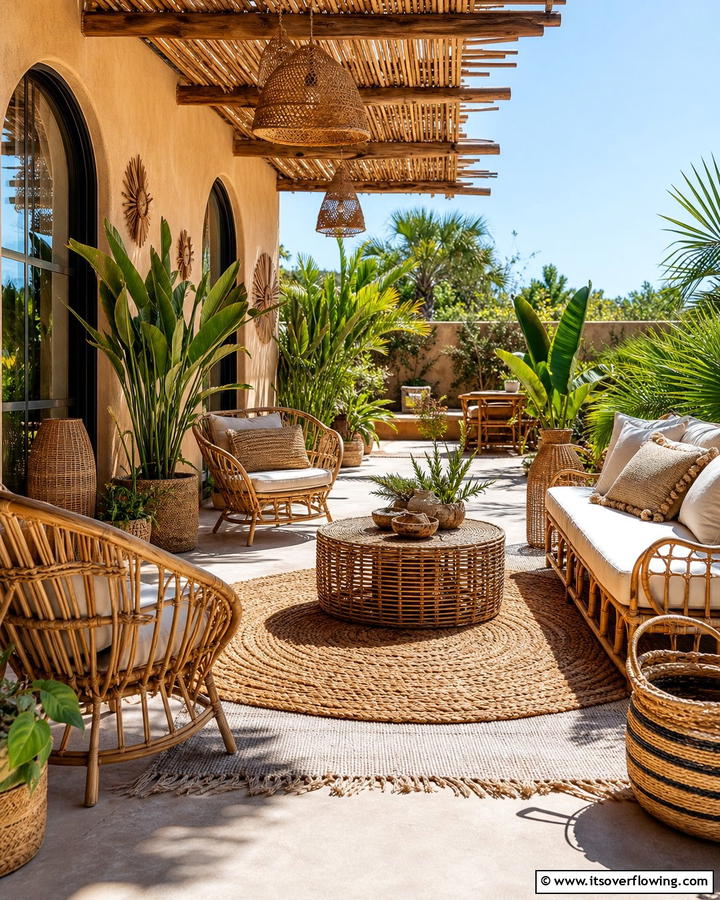 Wicker and Rattan Elements - 25 Boho House Exterior Ideas for a Unique and Colorful Look