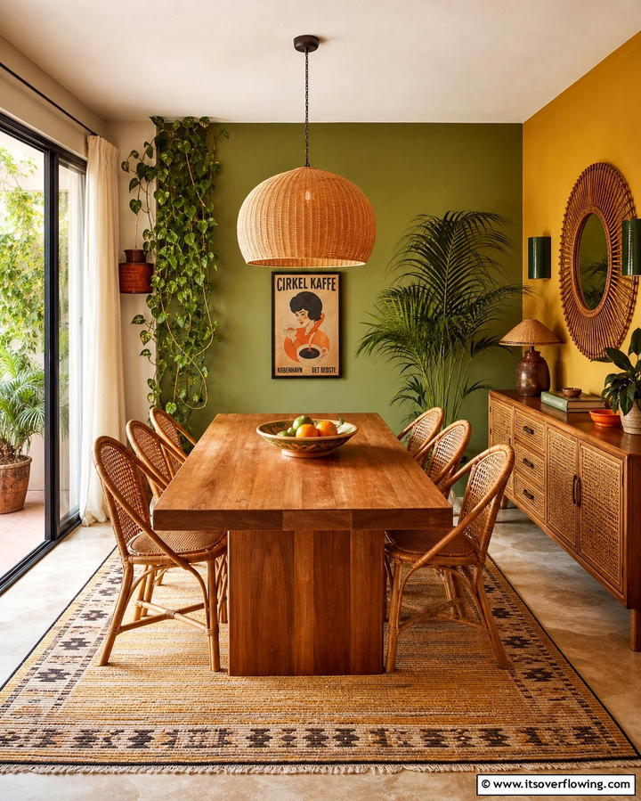 Wicker and Rattan Elements - 25 70s Dining Room Design Ideas for Retro Charm