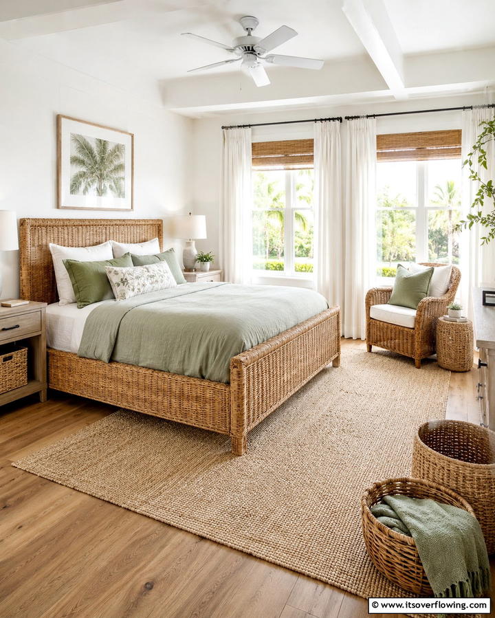 Wicker and Rattan Furniture - 30 Forest-Themed Bedroom Ideas for Nature-Inspired Retreats