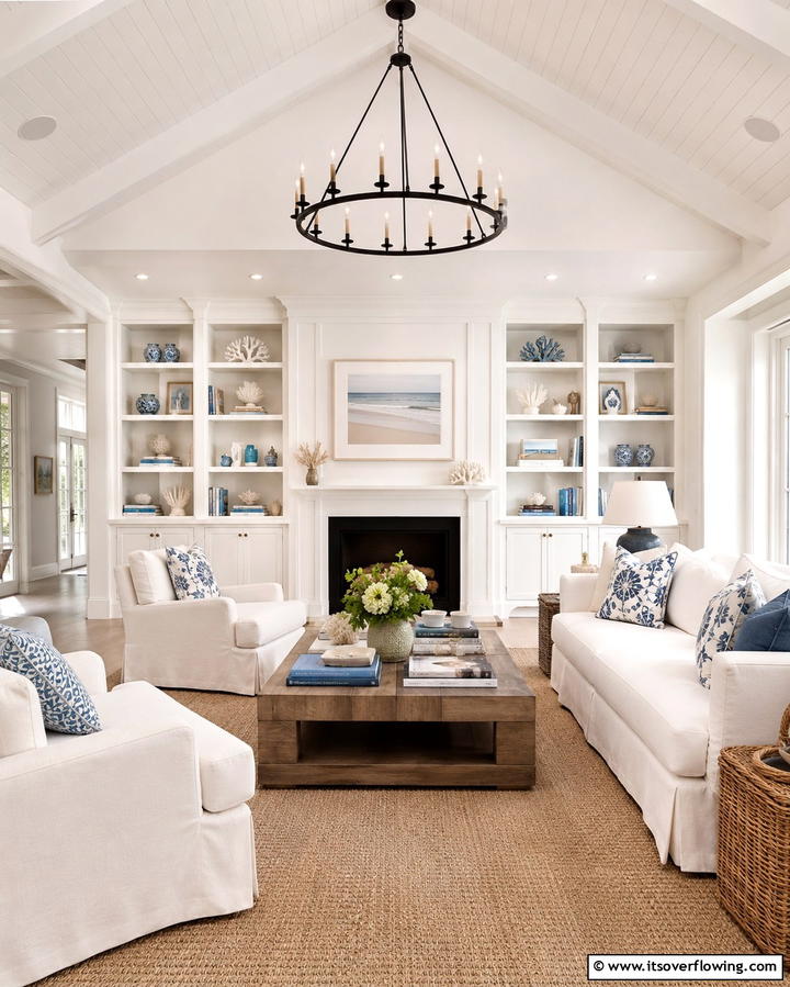 Wicker or Rattan Accents - 30 Hamptons Living Room Ideas for Coastal-Inspired Elegance