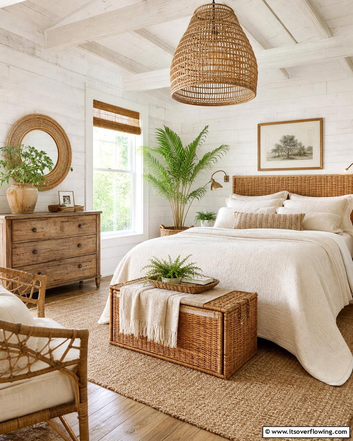 Wicker or Rattan AccentsExact - 25 Country Bedroom Ideas- Cozy & Rustic Designs