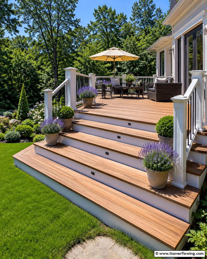 Wide Deck Steps for an Open Feel - 25 Deck Steps Ideas for a Safe and Stylish Entry