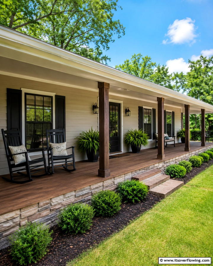 Wide Front Porches - 25 Ideas for Ranch-Style Home Exteriors