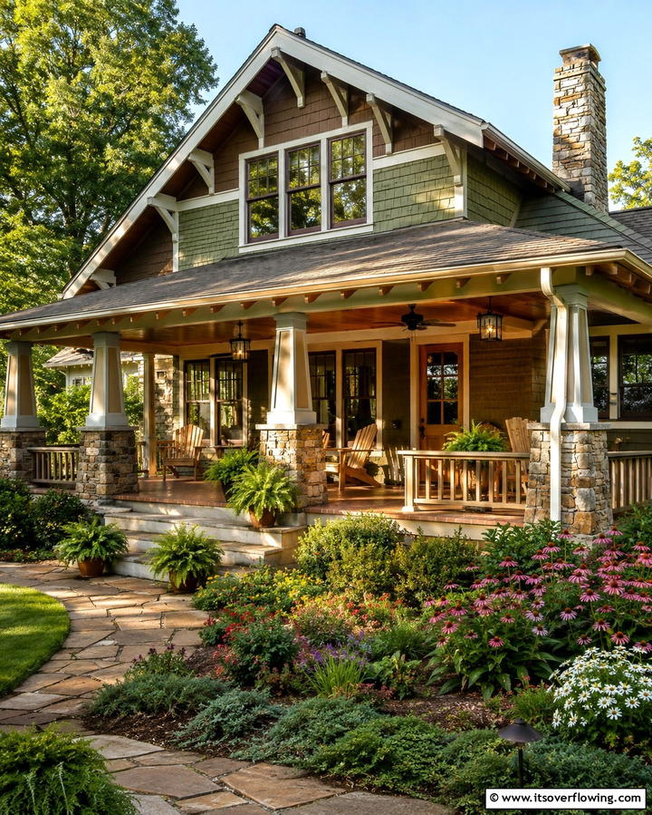 Wide Front Porches - 25 Craftsman Style House Exterior Ideas for Curb Appeal