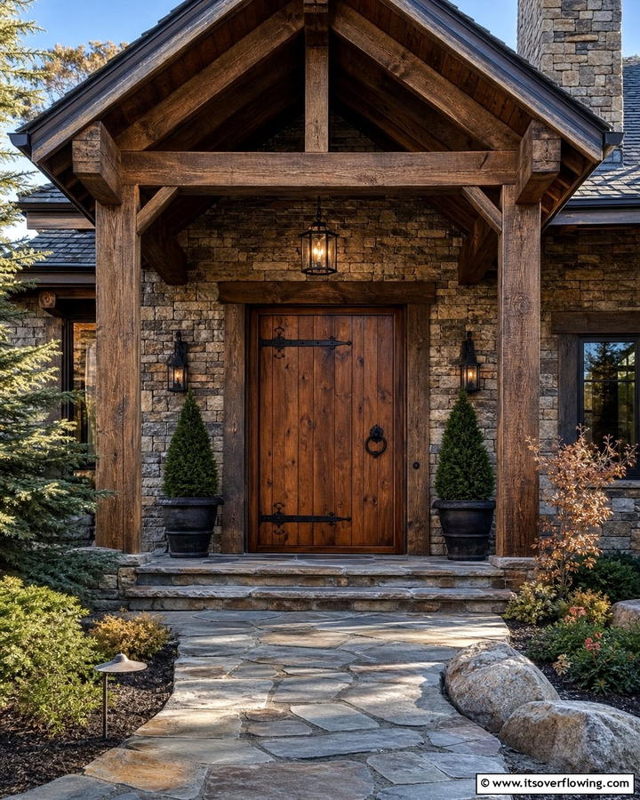 Wide Plank Rustic Style - 25 Stylish Brown Front Door Ideas for Your Home