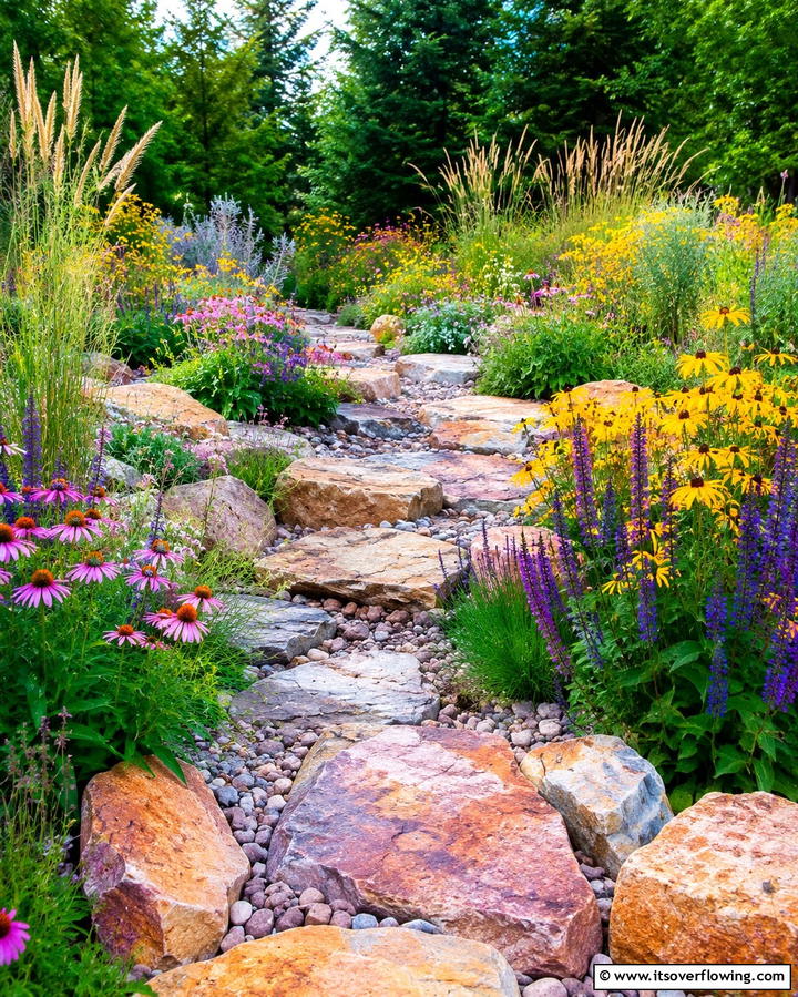 Wildflower Rock Walk - 30 Rock Walkway Ideas to Elevate Your Garden Design